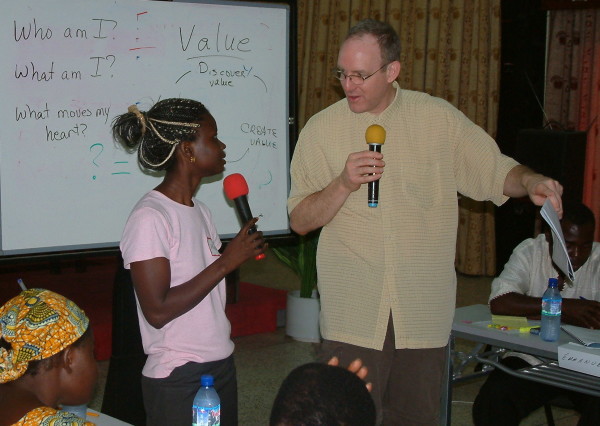 Joel leading microfinancefor business leaders in Sunyani Ghana